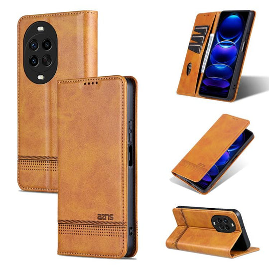 For Huawei Nova 14 Pro AZNS Magnetic Calf Texture Flip Leather Phone Case(Light Brown)