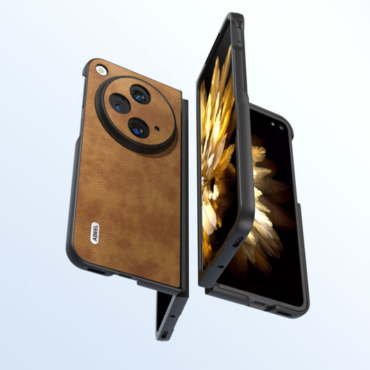 For OPPO Find N3 / OnePlus Open ABEEL Retro Litchi Texture PU Phone Case(Brown) - OPPO Cases by buy2fix | Online Shopping UK | buy2fix