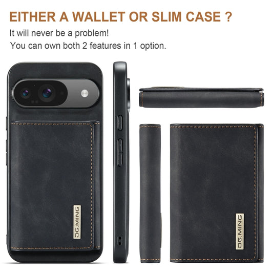 For Google Pixel 9 / 9 Pro DG.MING M1 Series 3-Fold Multi Card Wallet + Magnetic Phone Case(Black) - Google Cases by DG.MING | Online Shopping UK | buy2fix