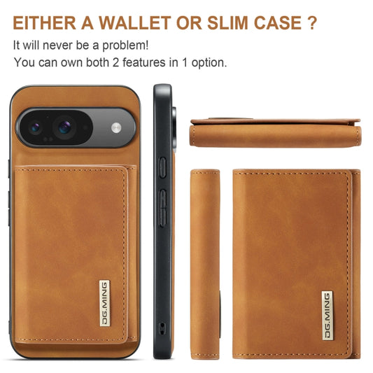 For Google Pixel 9 / 9 Pro DG.MING M1 Series 3-Fold Multi Card Wallet + Magnetic Phone Case(Brown) - Google Cases by DG.MING | Online Shopping UK | buy2fix