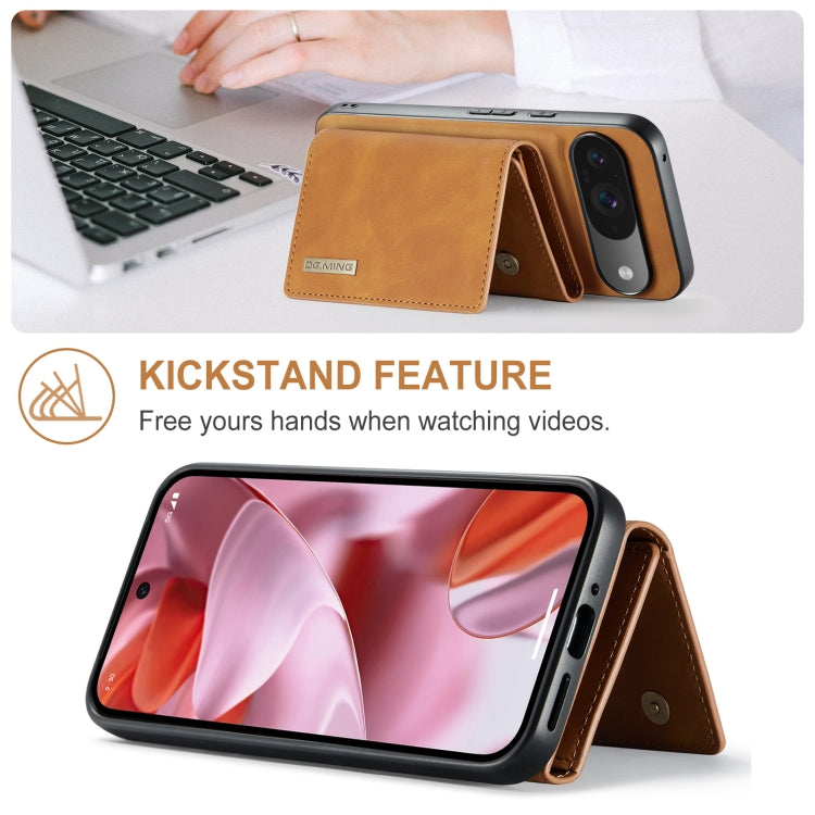 For Google Pixel 9 / 9 Pro DG.MING M1 Series 3-Fold Multi Card Wallet + Magnetic Phone Case(Brown) - Google Cases by DG.MING | Online Shopping UK | buy2fix