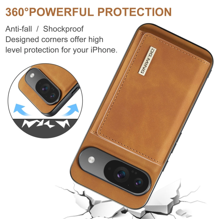 For Google Pixel 9 / 9 Pro DG.MING M1 Series 3-Fold Multi Card Wallet + Magnetic Phone Case(Brown) - Google Cases by DG.MING | Online Shopping UK | buy2fix