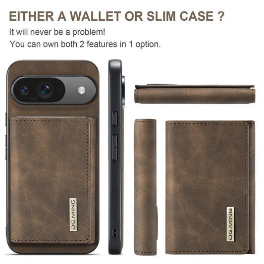For Google Pixel 9 / 9 Pro DG.MING M1 Series 3-Fold Multi Card Wallet + Magnetic Phone Case(Coffee) - Google Cases by DG.MING | Online Shopping UK | buy2fix