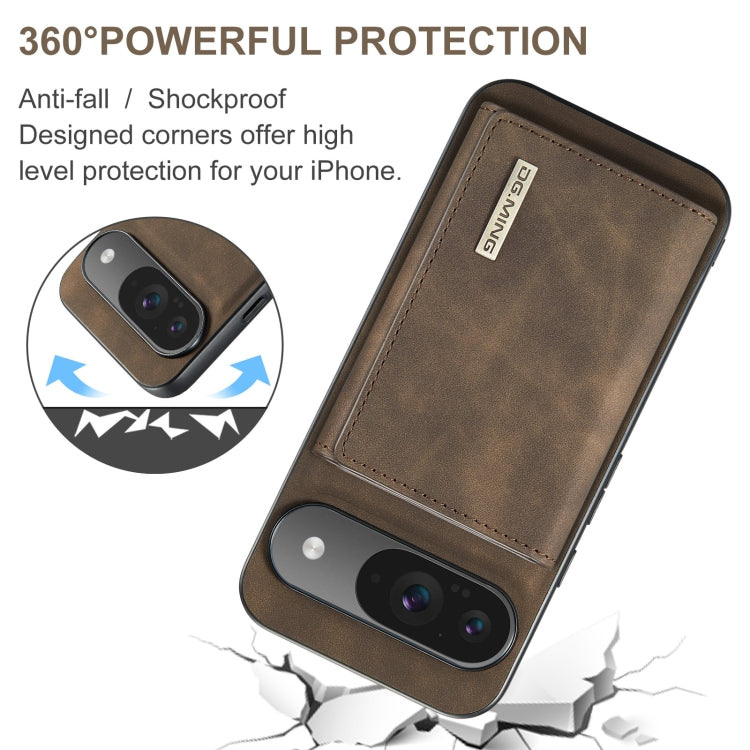 For Google Pixel 9 / 9 Pro DG.MING M1 Series 3-Fold Multi Card Wallet + Magnetic Phone Case(Coffee) - Google Cases by DG.MING | Online Shopping UK | buy2fix