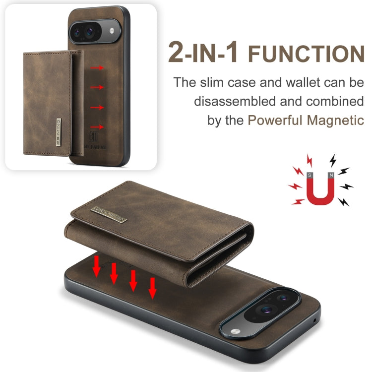 For Google Pixel 9 / 9 Pro DG.MING M1 Series 3-Fold Multi Card Wallet + Magnetic Phone Case(Coffee) - Google Cases by DG.MING | Online Shopping UK | buy2fix