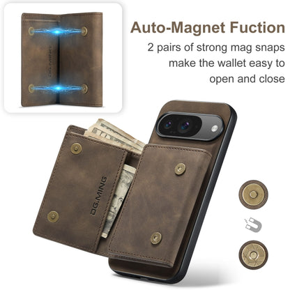 For Google Pixel 9 / 9 Pro DG.MING M1 Series 3-Fold Multi Card Wallet + Magnetic Phone Case(Coffee) - Google Cases by DG.MING | Online Shopping UK | buy2fix