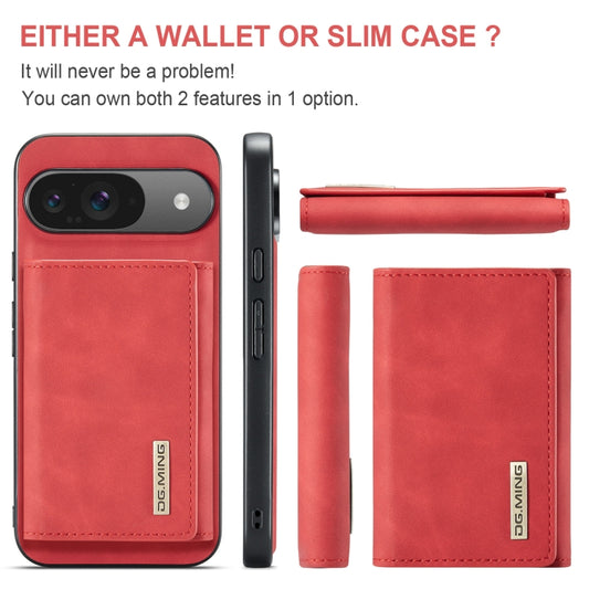 For Google Pixel 9 / 9 Pro DG.MING M1 Series 3-Fold Multi Card Wallet + Magnetic Phone Case(Red) - Google Cases by DG.MING | Online Shopping UK | buy2fix