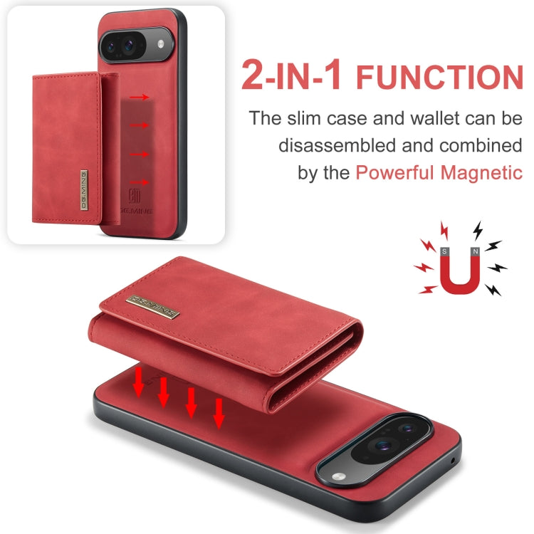 For Google Pixel 9 / 9 Pro DG.MING M1 Series 3-Fold Multi Card Wallet + Magnetic Phone Case(Red) - Google Cases by DG.MING | Online Shopping UK | buy2fix
