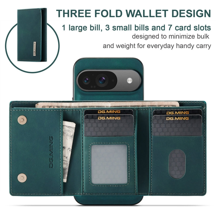 For Google Pixel 9 / 9 Pro DG.MING M1 Series 3-Fold Multi Card Wallet + Magnetic Phone Case(Green) - Google Cases by DG.MING | Online Shopping UK | buy2fix