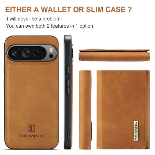 For Google Pixel 9 Pro XL DG.MING M1 Series 3-Fold Multi Card Wallet + Magnetic Phone Case(Brown) - Google Cases by DG.MING | Online Shopping UK | buy2fix