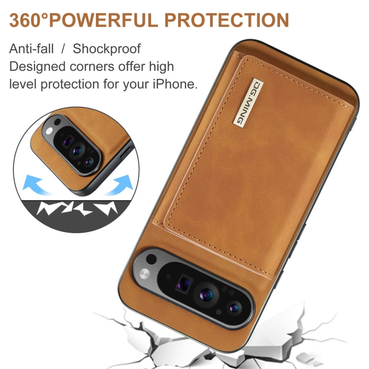For Google Pixel 9 Pro XL DG.MING M1 Series 3-Fold Multi Card Wallet + Magnetic Phone Case(Brown) - Google Cases by DG.MING | Online Shopping UK | buy2fix