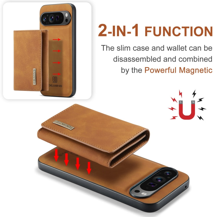 For Google Pixel 9 Pro XL DG.MING M1 Series 3-Fold Multi Card Wallet + Magnetic Phone Case(Brown) - Google Cases by DG.MING | Online Shopping UK | buy2fix