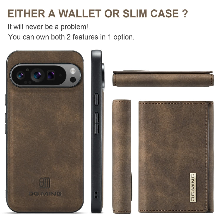 For Google Pixel 9 Pro XL DG.MING M1 Series 3-Fold Multi Card Wallet + Magnetic Phone Case(Coffee) - Google Cases by DG.MING | Online Shopping UK | buy2fix