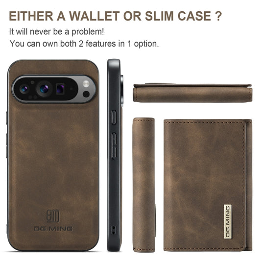 For Google Pixel 9 Pro XL DG.MING M1 Series 3-Fold Multi Card Wallet + Magnetic Phone Case(Coffee) - Google Cases by DG.MING | Online Shopping UK | buy2fix