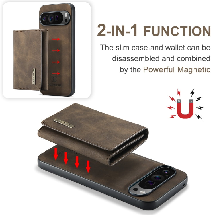 For Google Pixel 9 Pro XL DG.MING M1 Series 3-Fold Multi Card Wallet + Magnetic Phone Case(Coffee) - Google Cases by DG.MING | Online Shopping UK | buy2fix