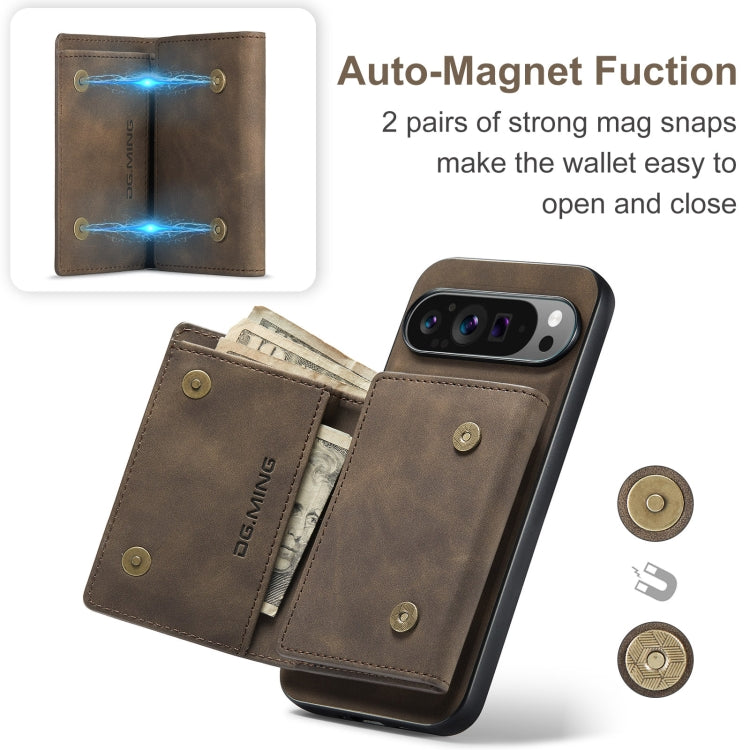 For Google Pixel 9 Pro XL DG.MING M1 Series 3-Fold Multi Card Wallet + Magnetic Phone Case(Coffee) - Google Cases by DG.MING | Online Shopping UK | buy2fix