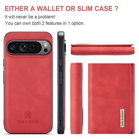 For Google Pixel 9 Pro XL DG.MING M1 Series 3-Fold Multi Card Wallet + Magnetic Phone Case(Red) - Google Cases by DG.MING | Online Shopping UK | buy2fix
