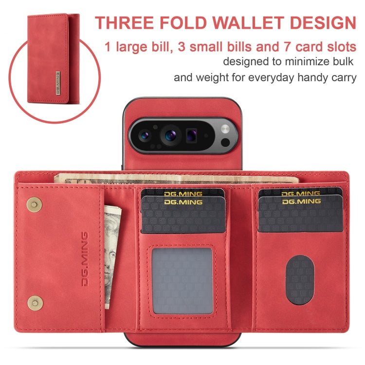 For Google Pixel 9 Pro XL DG.MING M1 Series 3-Fold Multi Card Wallet + Magnetic Phone Case(Red) - Google Cases by DG.MING | Online Shopping UK | buy2fix