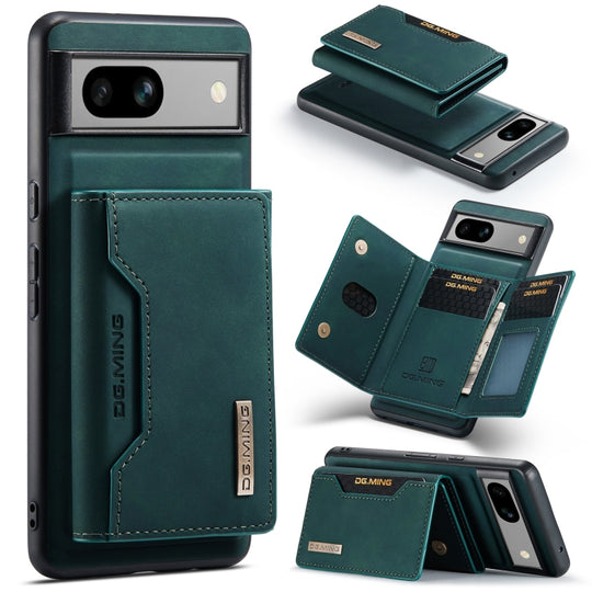 For Google Pixel 7a DG.MING M2 Series 3-Fold Multi Card Bag + Magnetic Phone Case(Green)