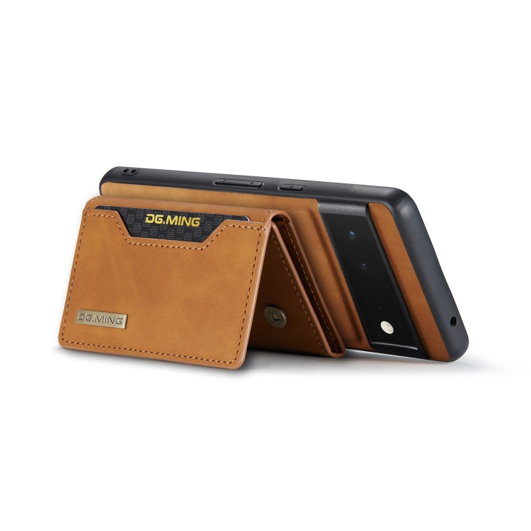 For Google Pixel 6 DG.MING M2 Series 3-Fold Multi Card Bag + Magnetic Phone Case(Brown) - Google Cases by DG.MING | Online Shopping UK | buy2fix
