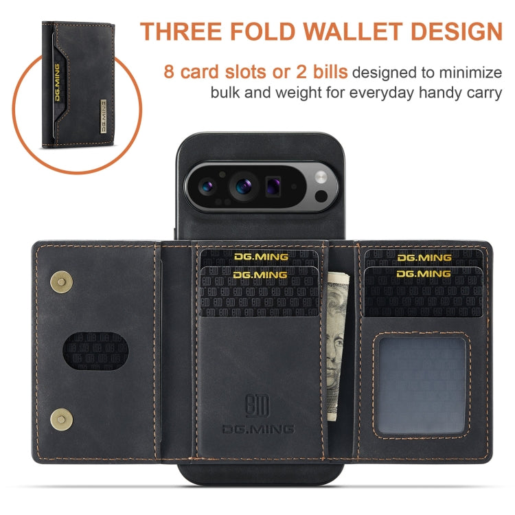 For Google Pixel 9 Pro XL DG.MING M2 Series 3-Fold Multi Card Bag + Magnetic Phone Case(Black) - Google Cases by DG.MING | Online Shopping UK | buy2fix