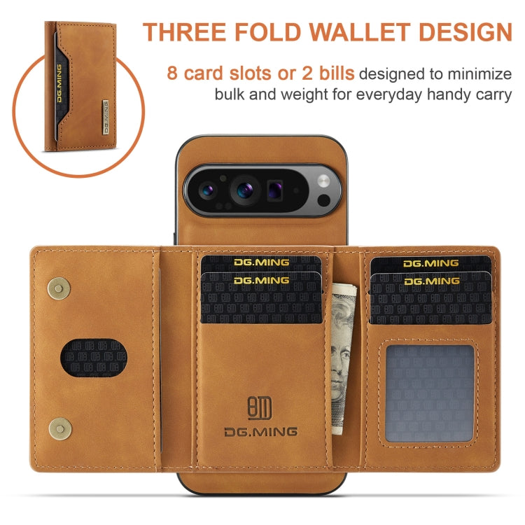 For Google Pixel 9 Pro XL DG.MING M2 Series 3-Fold Multi Card Bag + Magnetic Phone Case(Brown) - Google Cases by DG.MING | Online Shopping UK | buy2fix