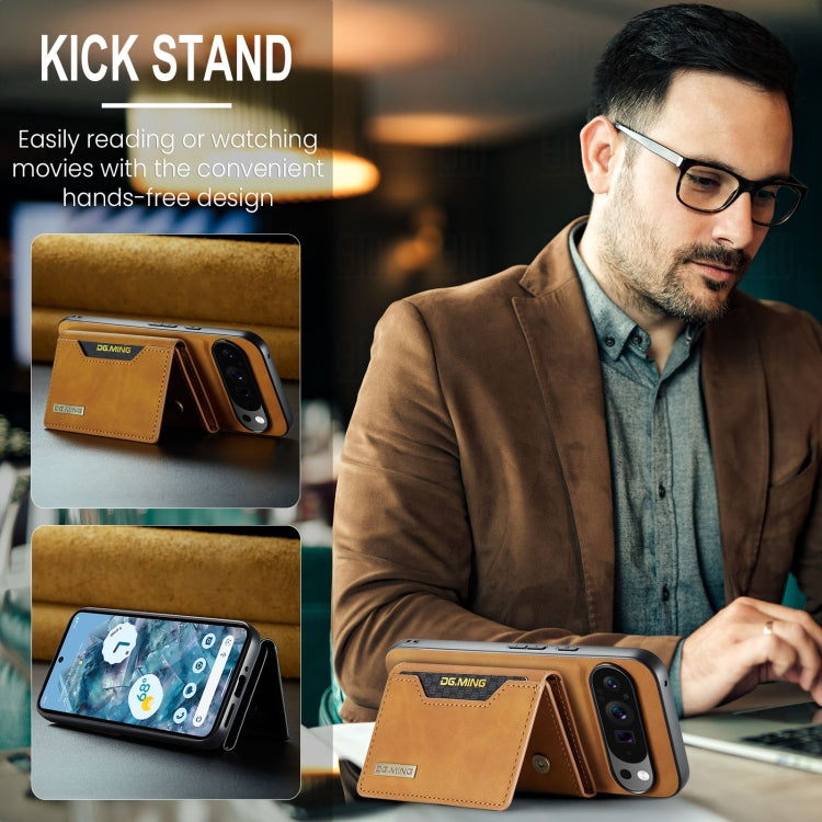 For Google Pixel 9 Pro XL DG.MING M2 Series 3-Fold Multi Card Bag + Magnetic Phone Case(Brown) - Google Cases by DG.MING | Online Shopping UK | buy2fix