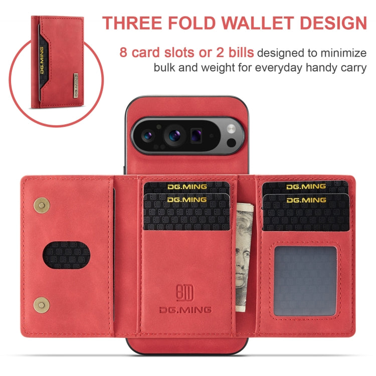 For Google Pixel 9 Pro XL DG.MING M2 Series 3-Fold Multi Card Bag + Magnetic Phone Case(Red) - Google Cases by DG.MING | Online Shopping UK | buy2fix