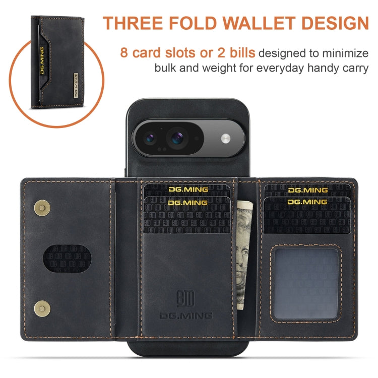 For Google Pixel 9 / 9 Pro DG.MING M2 Series 3-Fold Multi Card Bag + Magnetic Phone Case(Black) - Google Cases by DG.MING | Online Shopping UK | buy2fix