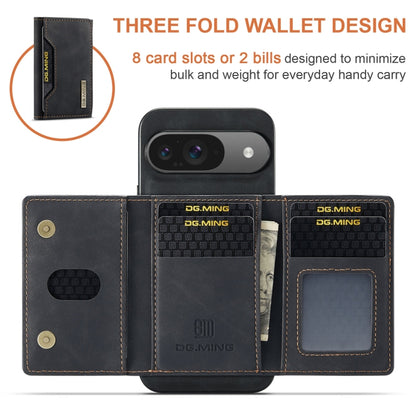 For Google Pixel 9 / 9 Pro DG.MING M2 Series 3-Fold Multi Card Bag + Magnetic Phone Case(Black) - Google Cases by DG.MING | Online Shopping UK | buy2fix
