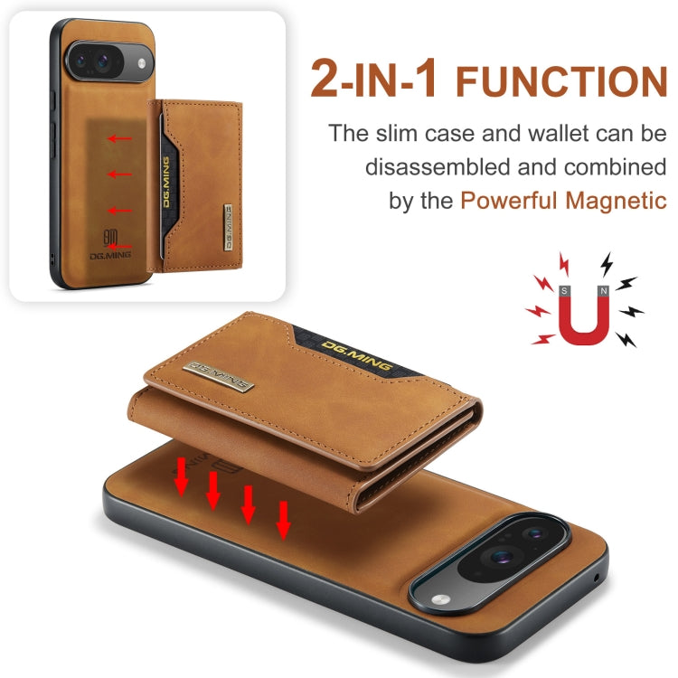 For Google Pixel 9 / 9 Pro DG.MING M2 Series 3-Fold Multi Card Bag + Magnetic Phone Case(Brown) - Google Cases by DG.MING | Online Shopping UK | buy2fix