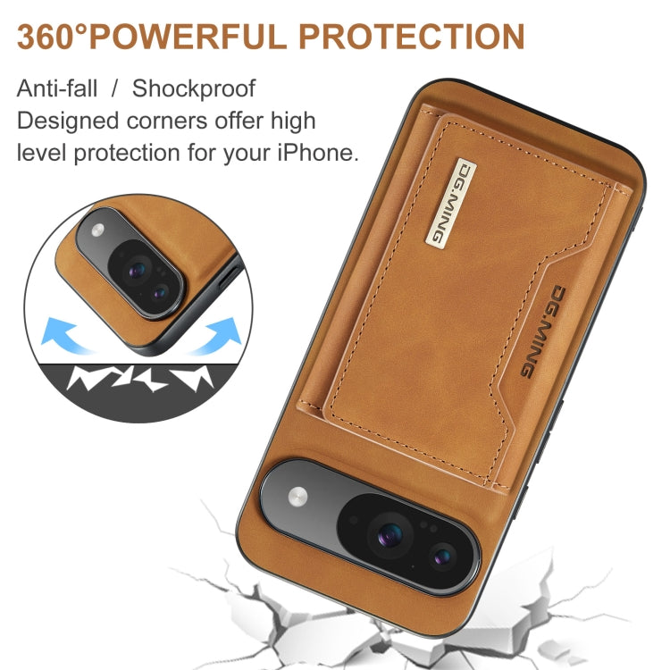 For Google Pixel 9 / 9 Pro DG.MING M2 Series 3-Fold Multi Card Bag + Magnetic Phone Case(Brown) - Google Cases by DG.MING | Online Shopping UK | buy2fix