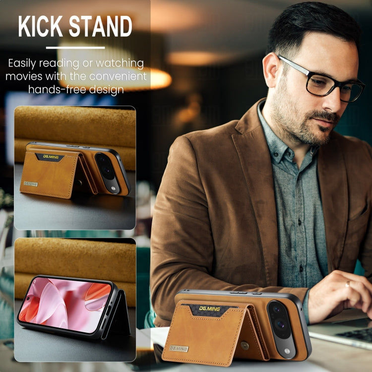 For Google Pixel 9 / 9 Pro DG.MING M2 Series 3-Fold Multi Card Bag + Magnetic Phone Case(Brown) - Google Cases by DG.MING | Online Shopping UK | buy2fix