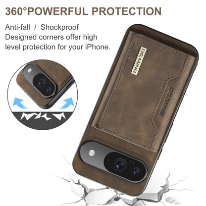 For Google Pixel 9 / 9 Pro DG.MING M2 Series 3-Fold Multi Card Bag + Magnetic Phone Case(Coffee) - Google Cases by DG.MING | Online Shopping UK | buy2fix
