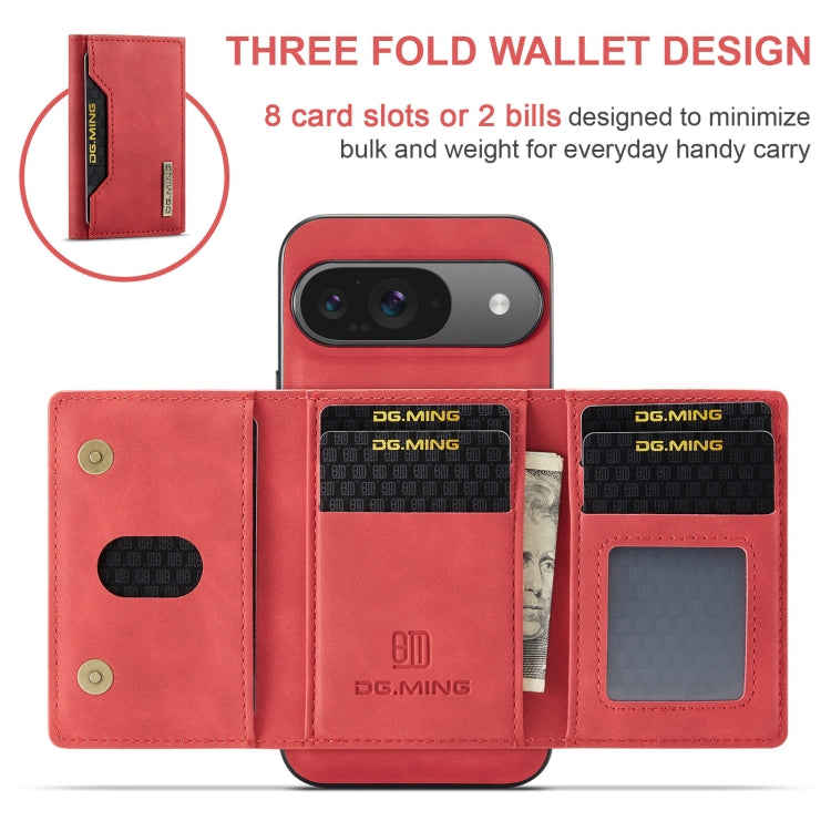 For Google Pixel 9 / 9 Pro DG.MING M2 Series 3-Fold Multi Card Bag + Magnetic Phone Case(Red) - Google Cases by DG.MING | Online Shopping UK | buy2fix