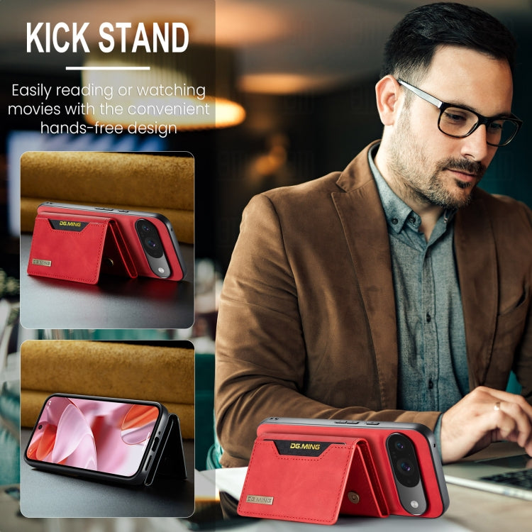 For Google Pixel 9 / 9 Pro DG.MING M2 Series 3-Fold Multi Card Bag + Magnetic Phone Case(Red) - Google Cases by DG.MING | Online Shopping UK | buy2fix
