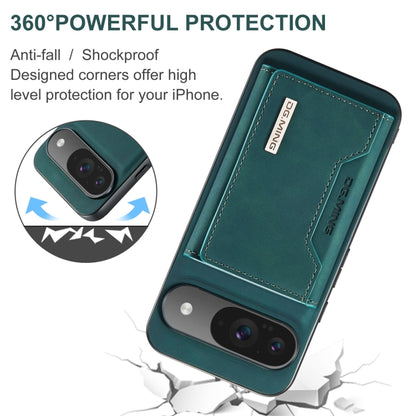 For Google Pixel 9 / 9 Pro DG.MING M2 Series 3-Fold Multi Card Bag + Magnetic Phone Case(Green) - Google Cases by DG.MING | Online Shopping UK | buy2fix
