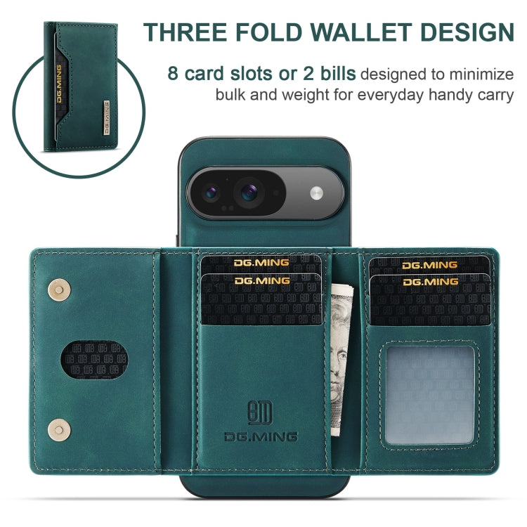 For Google Pixel 9 / 9 Pro DG.MING M2 Series 3-Fold Multi Card Bag + Magnetic Phone Case(Green) - Google Cases by DG.MING | Online Shopping UK | buy2fix