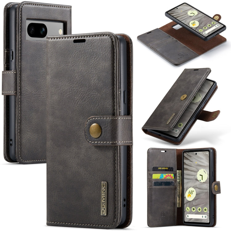 For Google Pixel 7A DG.MING Crazy Horse Texture Detachable Magnetic Leather Phone Case(Grey) - Google Cases by DG.MING | Online Shopping UK | buy2fix