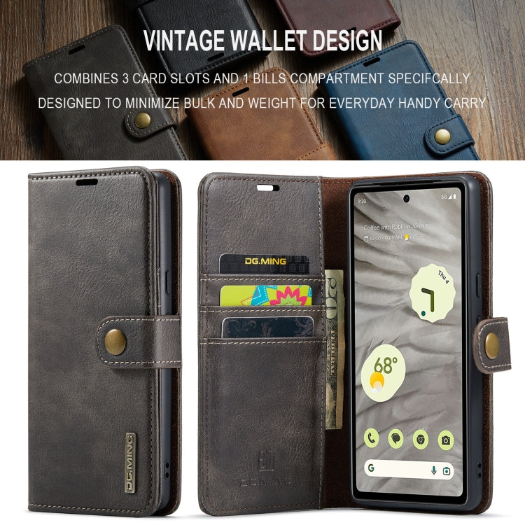 For Google Pixel 7A DG.MING Crazy Horse Texture Detachable Magnetic Leather Phone Case(Grey) - Google Cases by DG.MING | Online Shopping UK | buy2fix