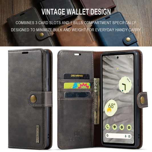 For Google Pixel 7A DG.MING Crazy Horse Texture Detachable Magnetic Leather Phone Case(Grey) - Google Cases by DG.MING | Online Shopping UK | buy2fix