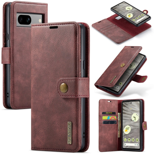 For Google Pixel 7A DG.MING Crazy Horse Texture Detachable Magnetic Leather Phone Case(Red) - Google Cases by DG.MING | Online Shopping UK | buy2fix