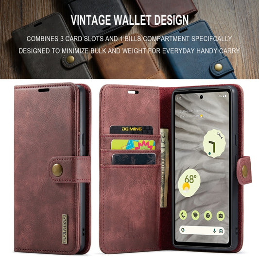 For Google Pixel 7A DG.MING Crazy Horse Texture Detachable Magnetic Leather Phone Case(Red) - Google Cases by DG.MING | Online Shopping UK | buy2fix