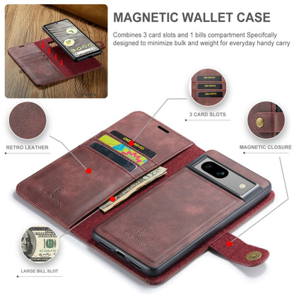For Google Pixel 7A DG.MING Crazy Horse Texture Detachable Magnetic Leather Phone Case(Red) - Google Cases by DG.MING | Online Shopping UK | buy2fix