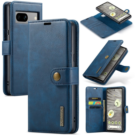 For Google Pixel 7A DG.MING Crazy Horse Texture Detachable Magnetic Leather Phone Case(Blue) - Google Cases by DG.MING | Online Shopping UK | buy2fix