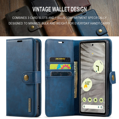 For Google Pixel 7A DG.MING Crazy Horse Texture Detachable Magnetic Leather Phone Case(Blue) - Google Cases by DG.MING | Online Shopping UK | buy2fix