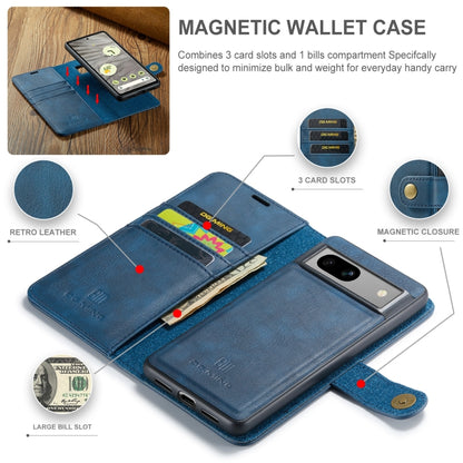 For Google Pixel 7A DG.MING Crazy Horse Texture Detachable Magnetic Leather Phone Case(Blue) - Google Cases by DG.MING | Online Shopping UK | buy2fix