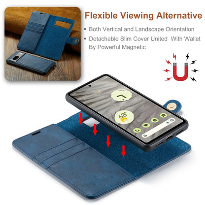 For Google Pixel 7A DG.MING Crazy Horse Texture Detachable Magnetic Leather Phone Case(Blue) - Google Cases by DG.MING | Online Shopping UK | buy2fix