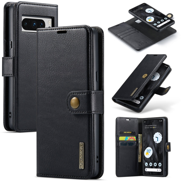 For Google Pixel 8 Pro DG.MING Crazy Horse Texture Detachable Magnetic Leather Phone Case(Black) - Google Cases by DG.MING | Online Shopping UK | buy2fix