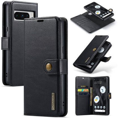 For Google Pixel 8 Pro DG.MING Crazy Horse Texture Detachable Magnetic Leather Phone Case(Black) - Google Cases by DG.MING | Online Shopping UK | buy2fix